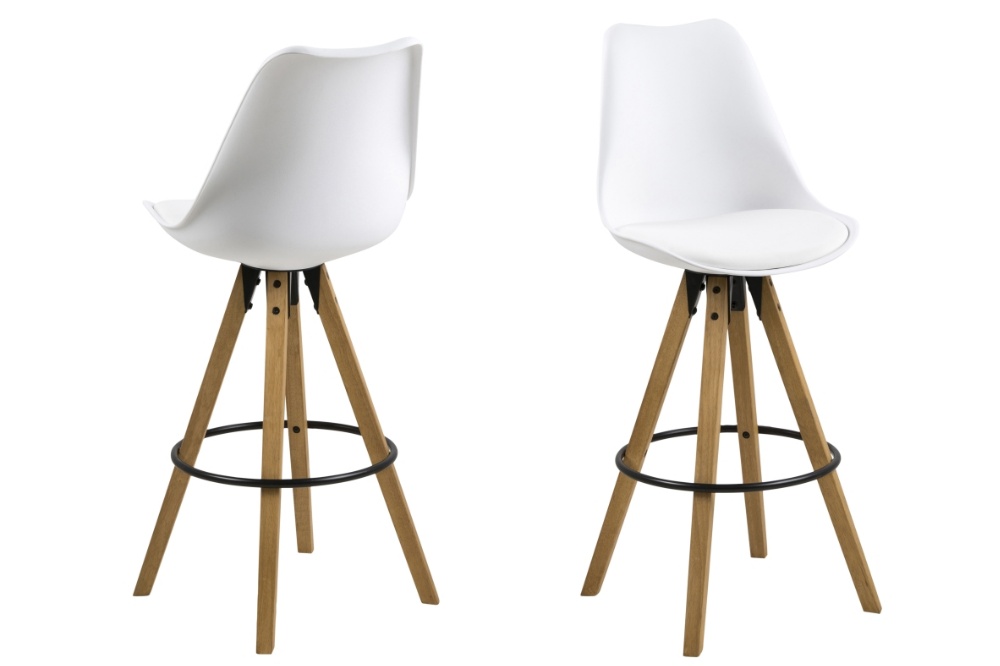 Dkton Designová barová židle Nascha bílá-přírodní